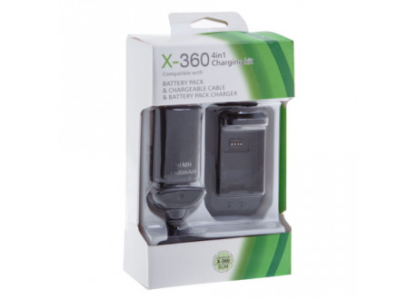 Набор X-BOX 360 5 в1 (блок+кабель зарядки + акб 4800*2) чёрный