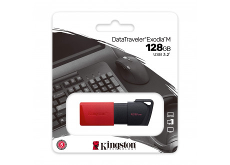 USB 3.2  128GB  Kingston  DataTraveler Exodia M  чёрный/красный